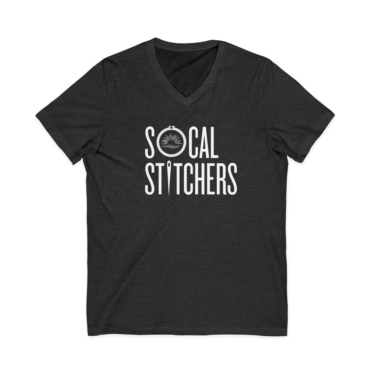 So Cal Stitchers Unisex Short Sleeve V-Neck Tee - White Font