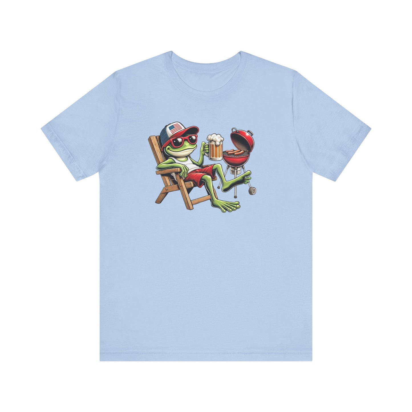Chillin' Frog Tee - Fun Unisex Jersey Short Sleeve T-Shirt, Summer Vibes, Party Frog, Frog Lovers T-Shirt, Patriotic