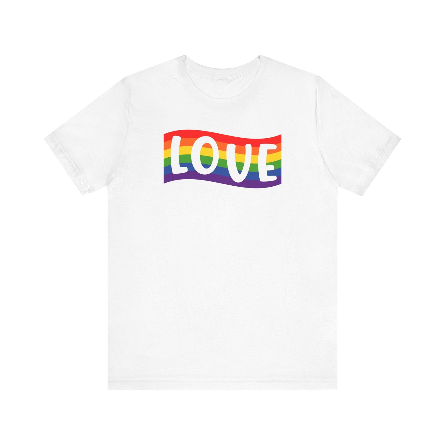 Pride Love Tee, LGBTQ+ Support T-Shirt, Rainbow Graphic Shirt, Gift for Pride Celebration