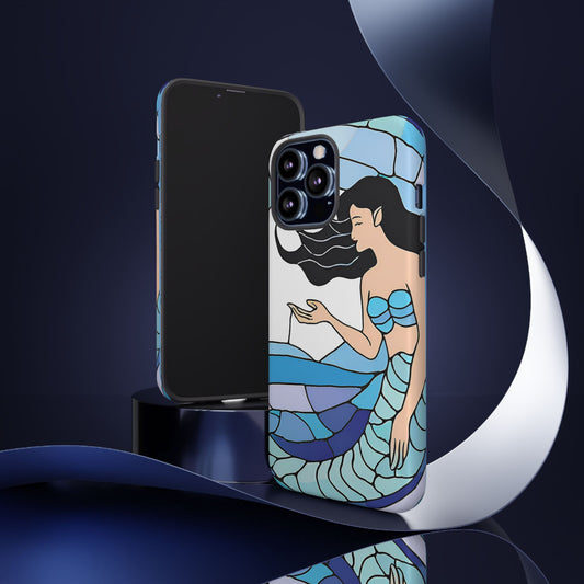 Mermaid Phone Case - Ocean Vibes - Unique Stained Glass Design, Tough Case for Beach Lovers, iPhone 16 15 14 13 12 pro max, Accessories
