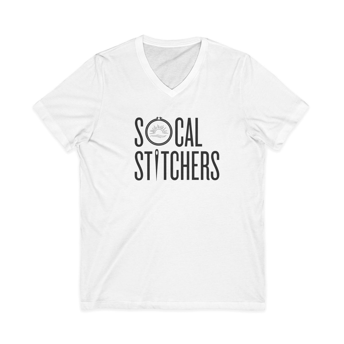 So Cal Stitchers Unisex Short Sleeve V-Neck Tee - Black Font