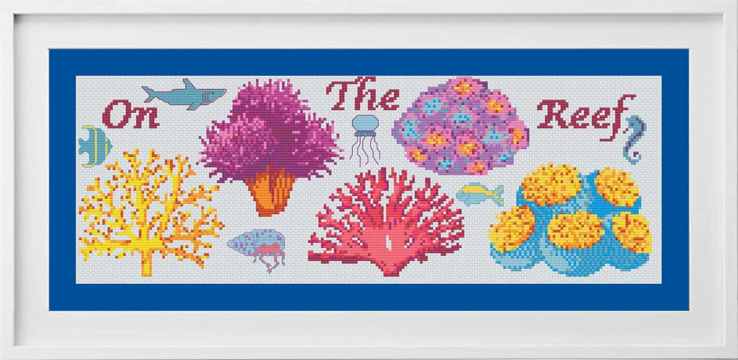 Salty Stitcher Designs, On The Reef, Cross Stitch Pattern, Reef, Coral, Sealife, Pattern Only