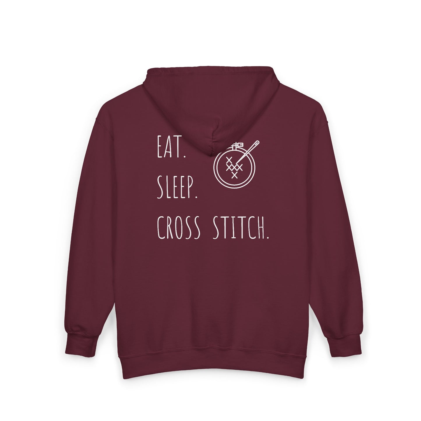 Eat. Sleep. Cross Stitch - Zip Hoodie, Heavyweight Hoodie