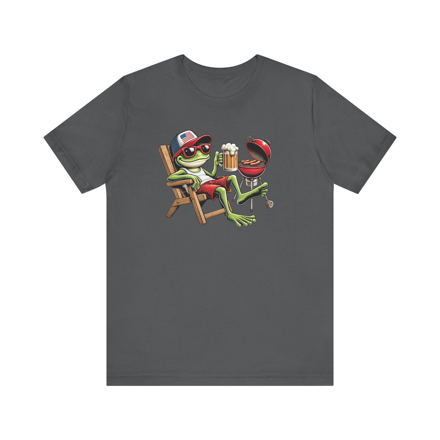 Chillin' Frog Tee - Fun Unisex Jersey Short Sleeve T-Shirt, Summer Vibes, Party Frog, Frog Lovers T-Shirt, Patriotic