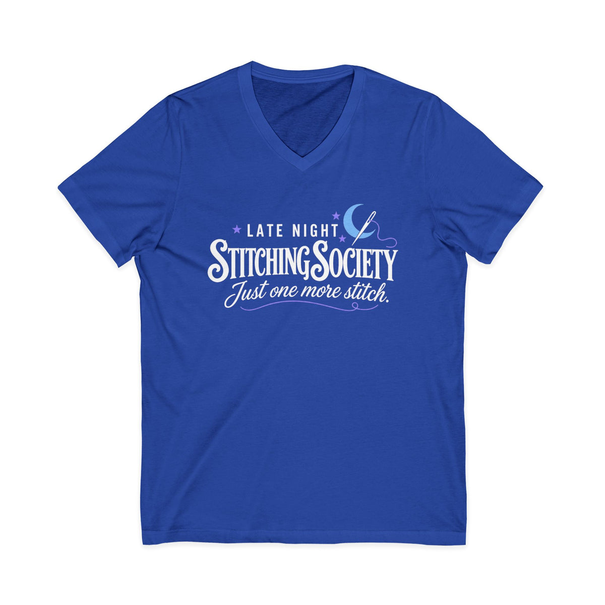 Stitching Society, Moon and Stars T-Shirt, V-Neck, White Font