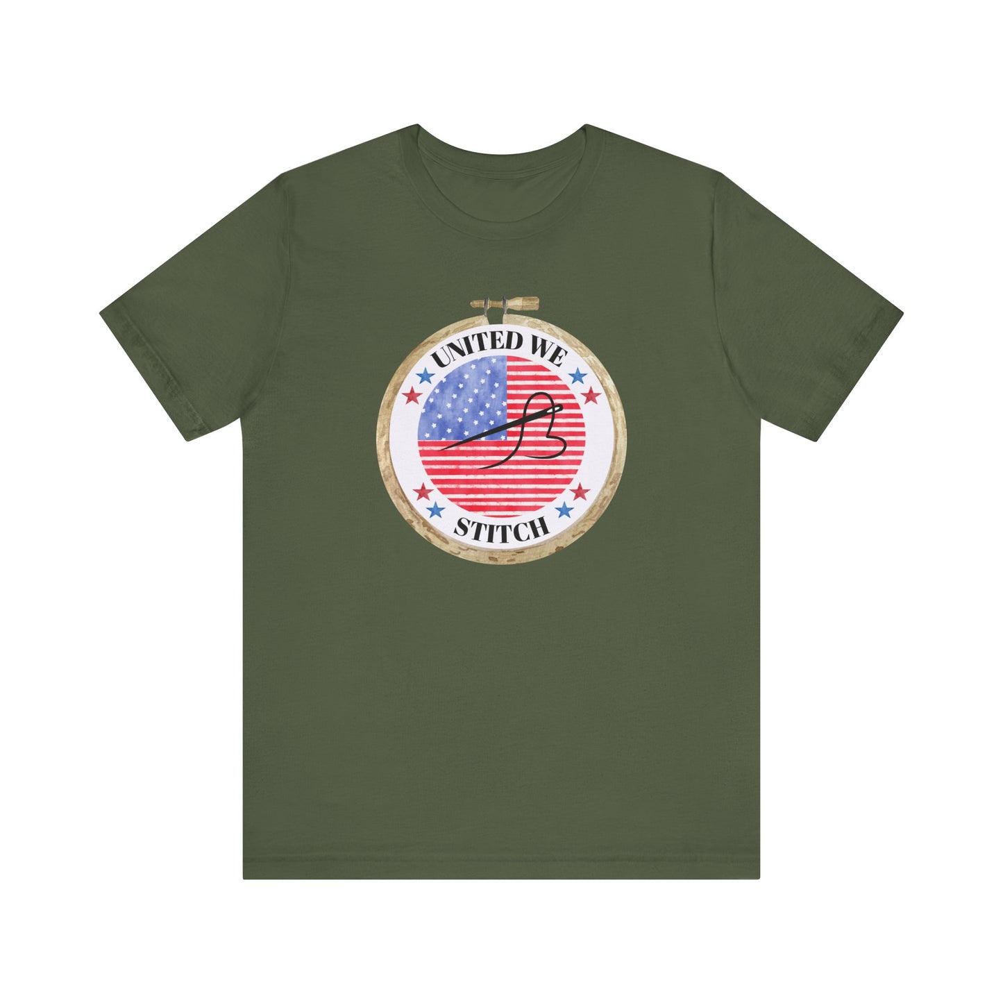 United We Stitch T-Shirt, Cross Stitch Shirt, 4th of July Stitchy Shirt