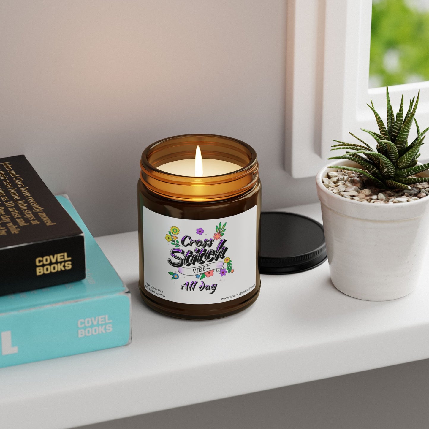 Cross Stitch Vibes All Day Scented or Unscented Soy Candle, Cross Stitch Candle, Stitchy Candle Gift