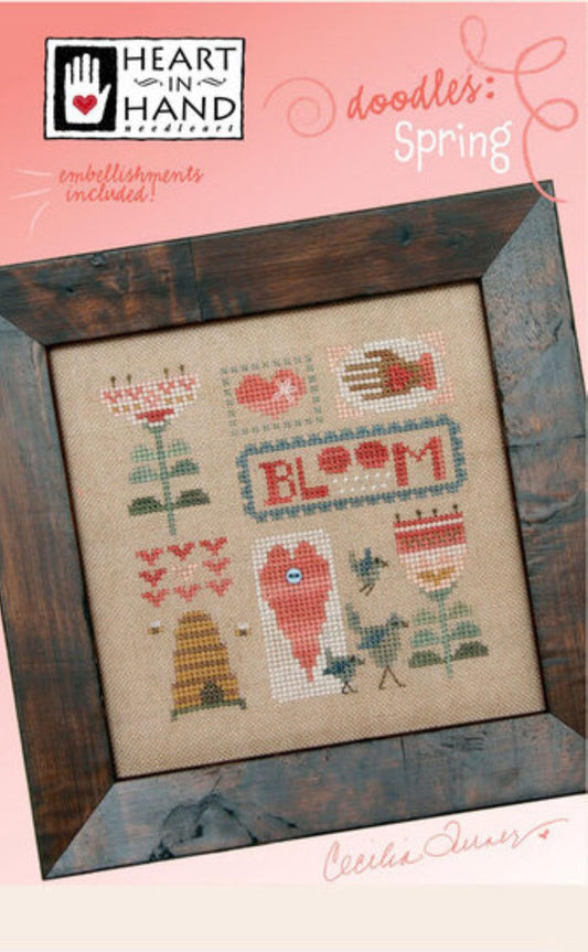 Heart in Hand, Doodles Spring, New, Cross Stitch Chart, Cross Stitch Pattern, Paper Pattern