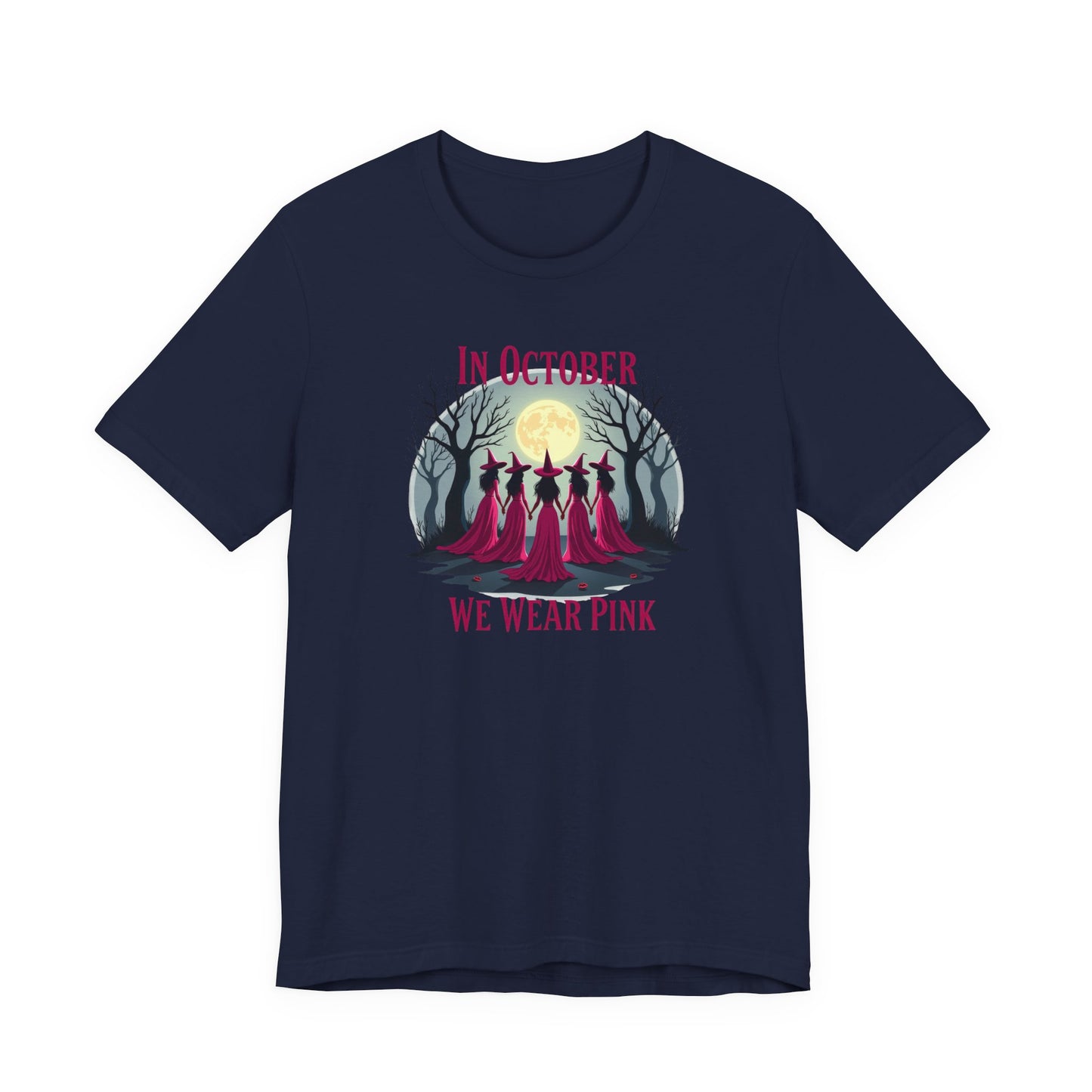 Breast Cancer Awareness Tee - In October We Wear Pink, Support T-Shirt, Halloween Themed Breast Cancer Awareness Tee