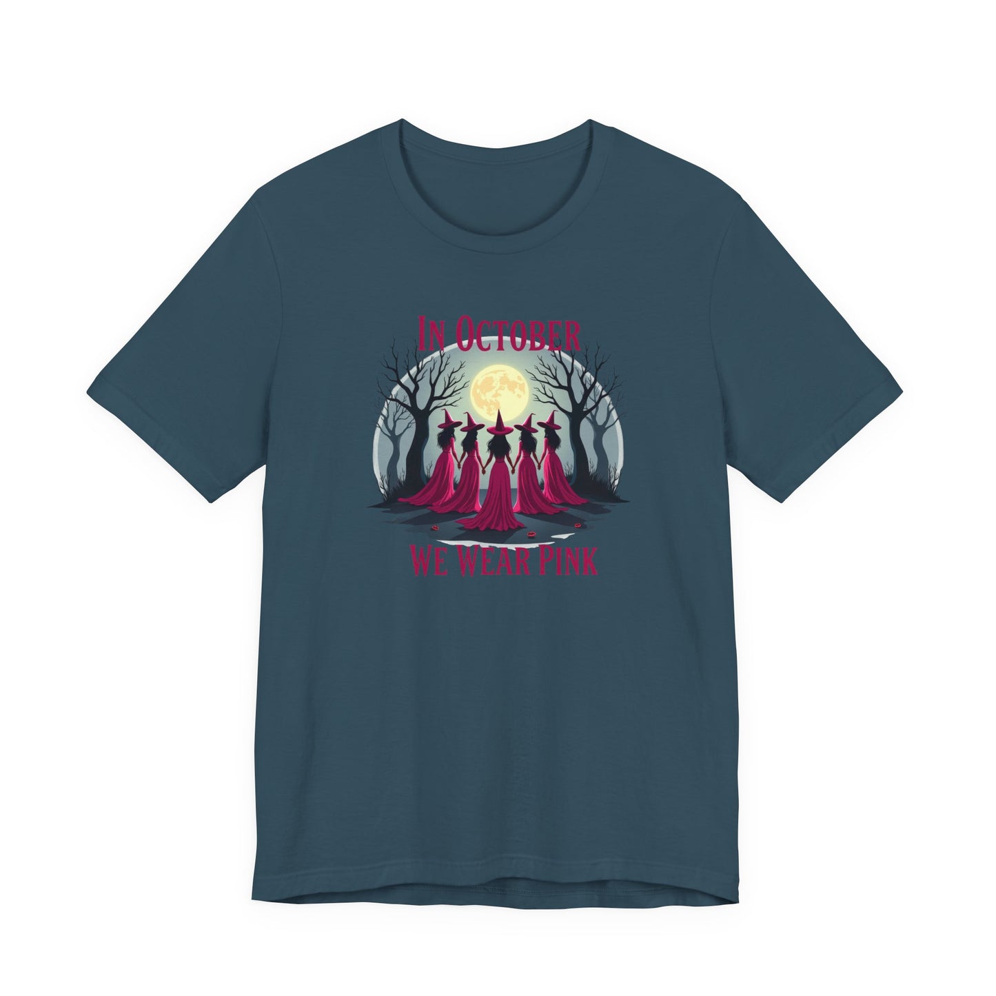 Breast Cancer Awareness Tee - In October We Wear Pink, Support T-Shirt, Halloween Themed Breast Cancer Awareness Tee