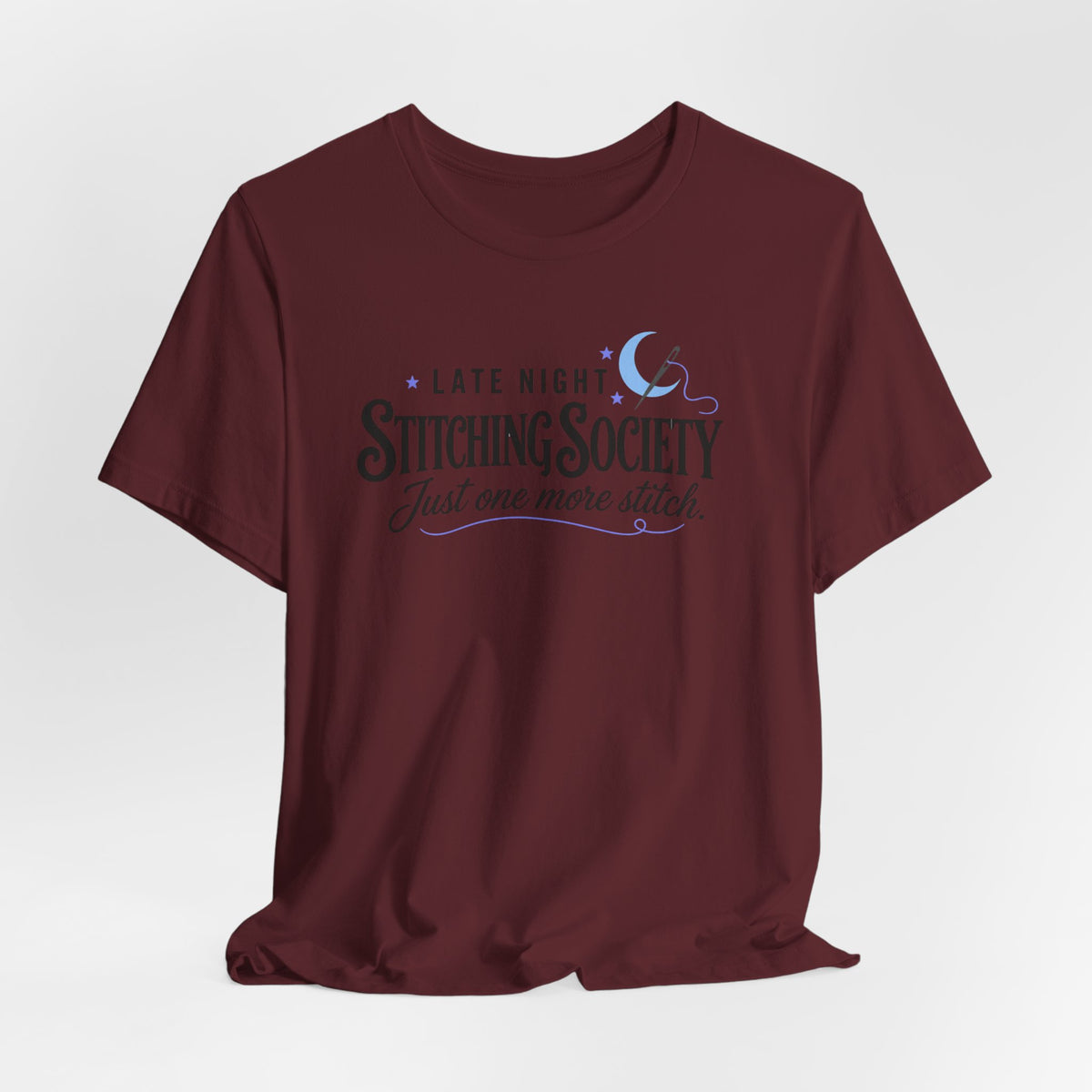 Stitching Society Moon and Stars Crewneck T-Shirt - Black Font