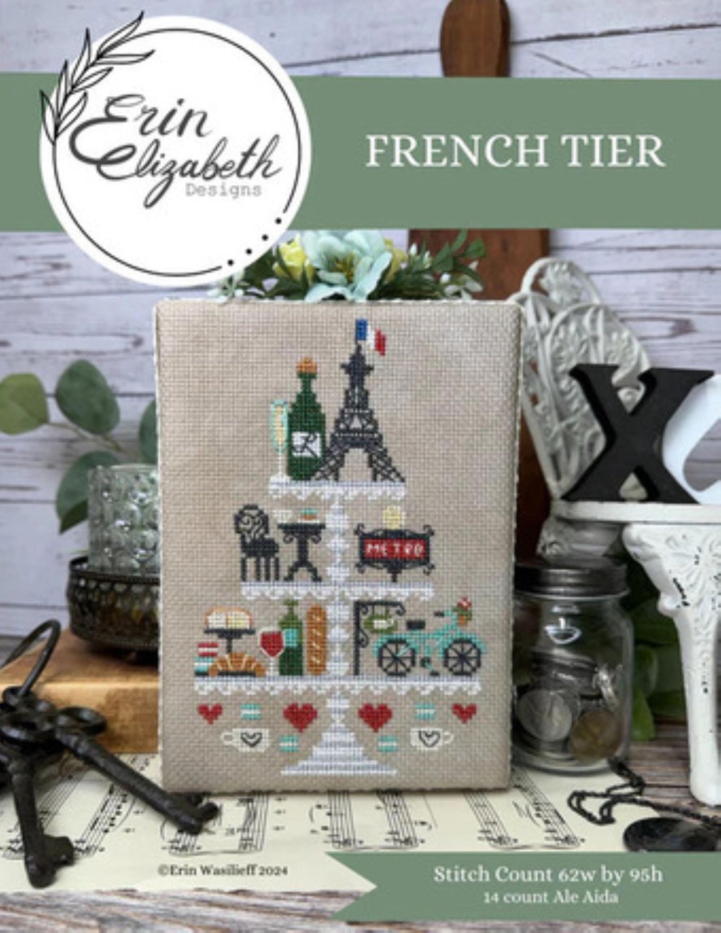 Erin Elizabeth Designs French Tier, New, Cross Stitch Chart, Cross Stitch Pattern, Pattern Only