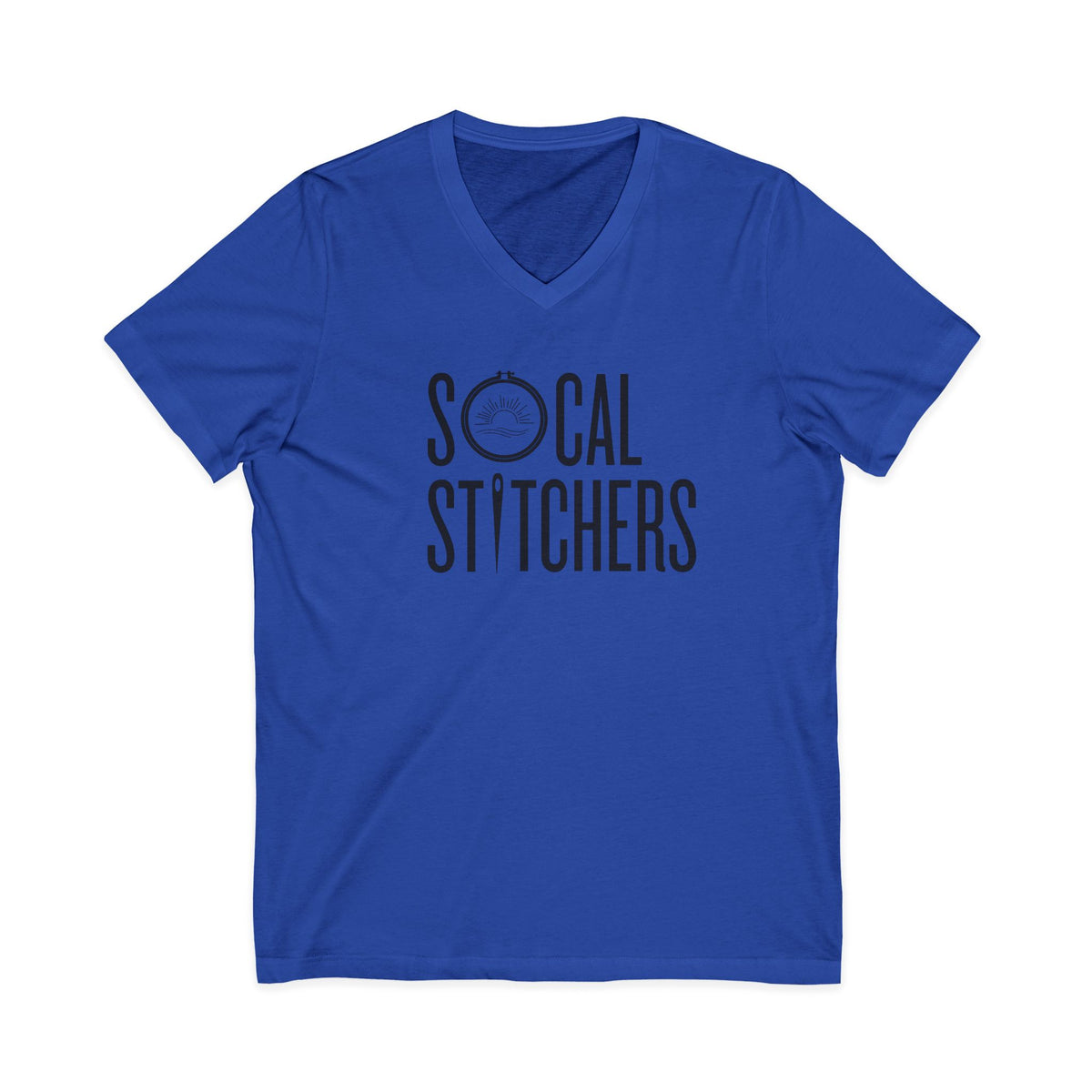 So Cal Stitchers Unisex Short Sleeve V-Neck Tee - Black Font