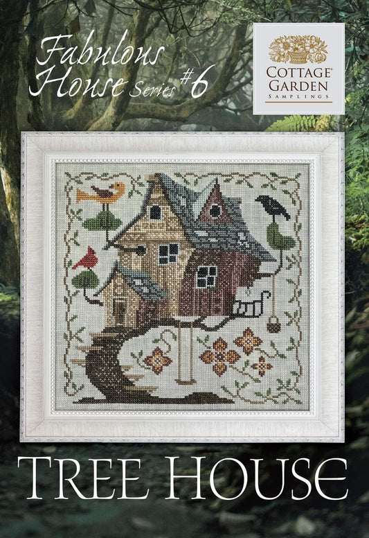 Tree House, Cottage Garden Samplings Fabulous House Series #6, NEW, Cross Stitch Chart, Pattern, Cross Stitching