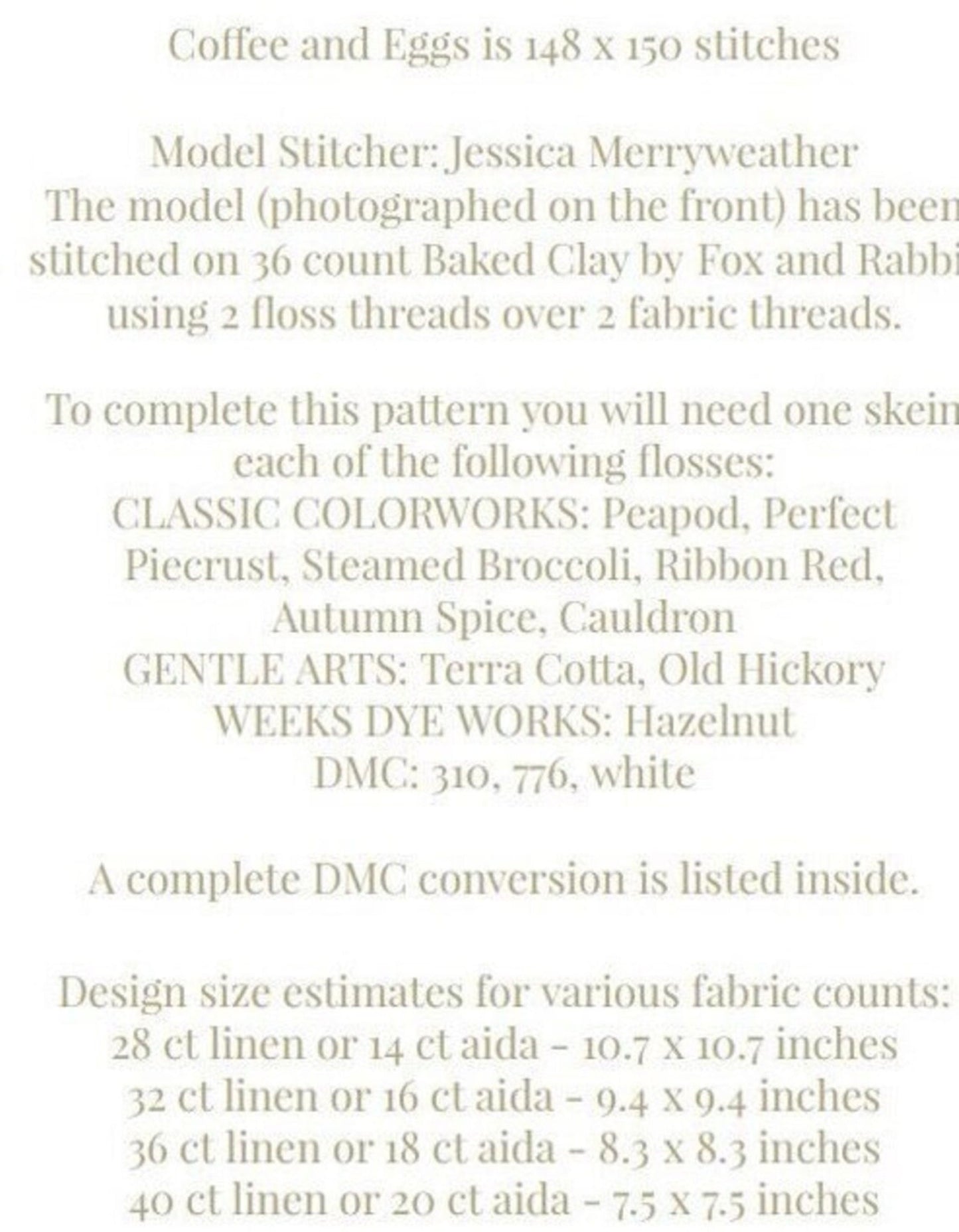 The Artsy Housewife, Coffee and Eggs, 2023 Needlework Marketplace, Cross Stitch Chart, Cross Stitch Pattern, New Paper Pattern Only