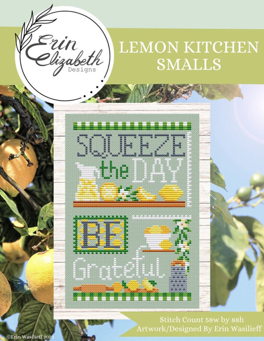 Erin Elizabeth Designs Lemon Kitchen Smalls Cross Stitch Chart, Cross Stitch Pattern, Pattern Only
