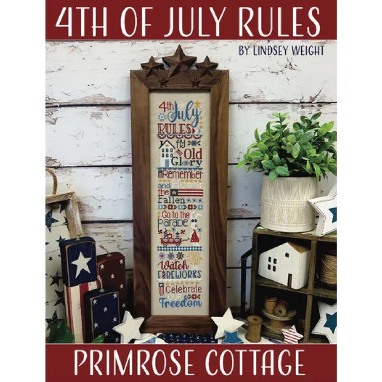 Primrose Cottage 4th of July Rules, Cross Stitch Chart, Cross Stitch Pattern, Pattern Only