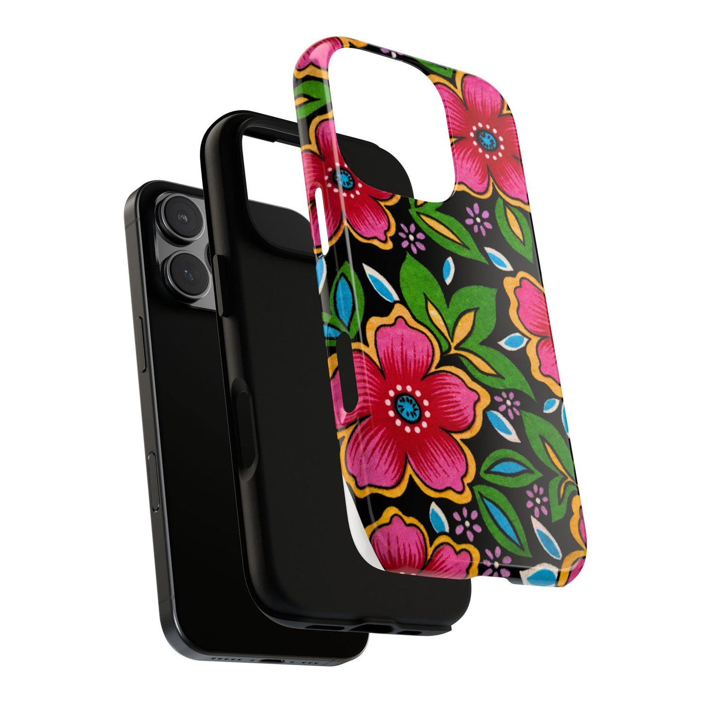 Floral Phone Case, Tough Cases with Vibrant Flower Design, Boho Style Gift, iPhone, iPhone 16 15 14 13 12 11 pro max, iPhone Accessory