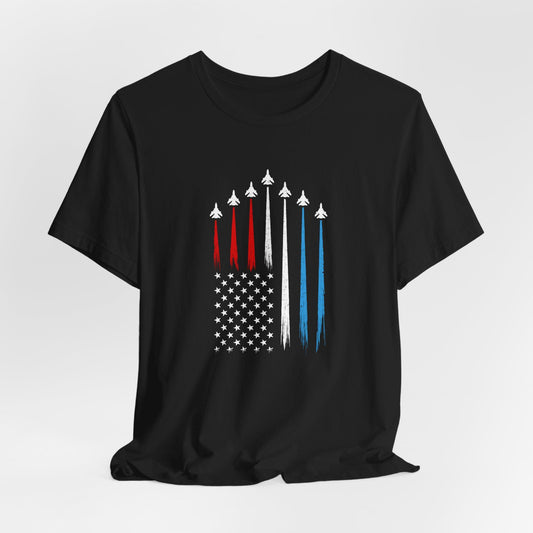 Patriotic Short Sleeve Tee, Red White Blue Graphic T-Shirt, Independence Day, Veteran's Day, Memorial Day