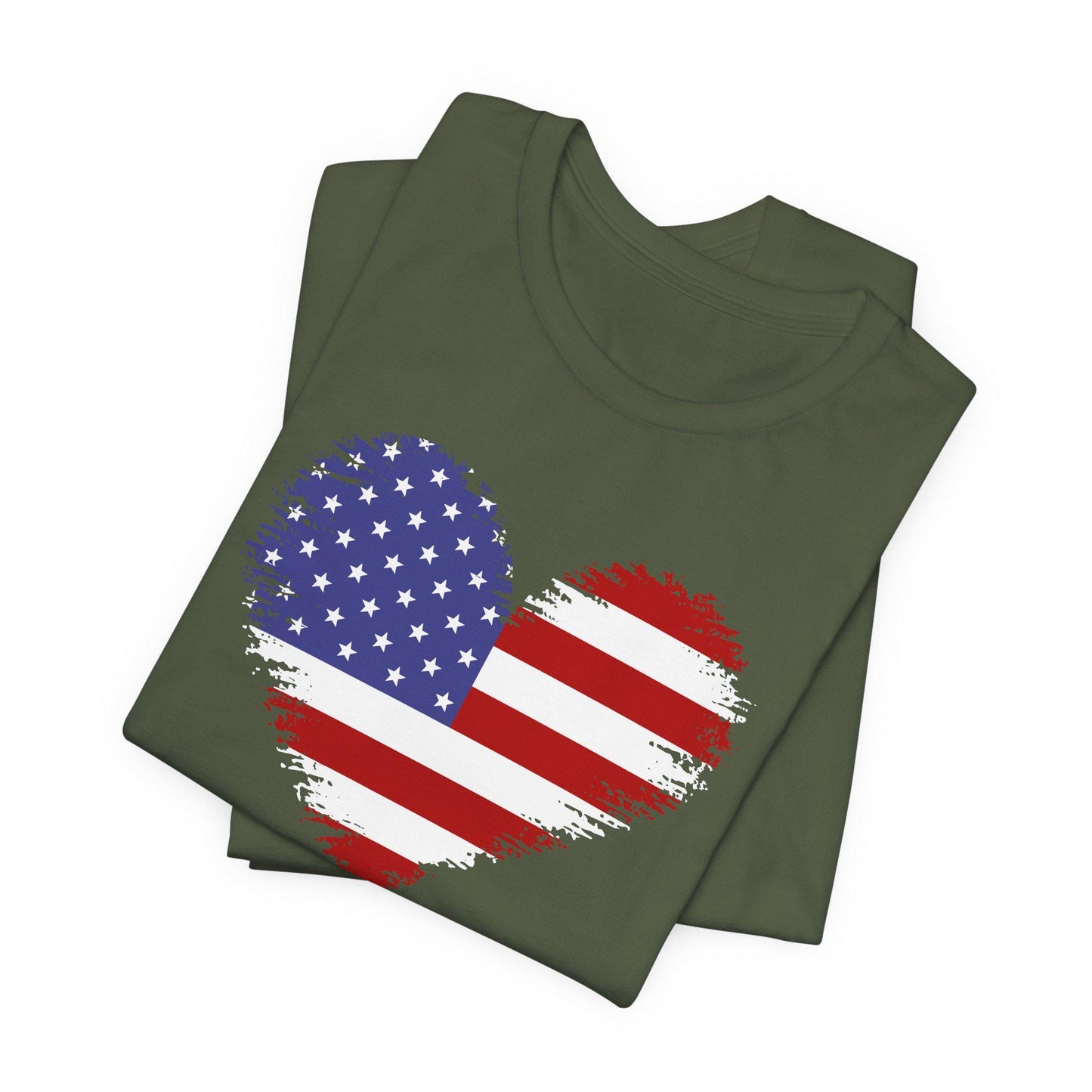 Patriotic T-Shirt, Memorial Day T-Shirt, Patriotic Military Graphic Shirt, Patriotic Flag Heart, Independence Day, Veteran's Day