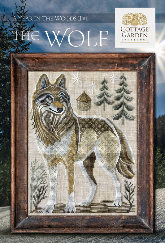 The Wolf, Cottage Garden Samplings, A Year in the Woods II Series #1, Specialty Floss, New, Cross Stitch Paper Chart