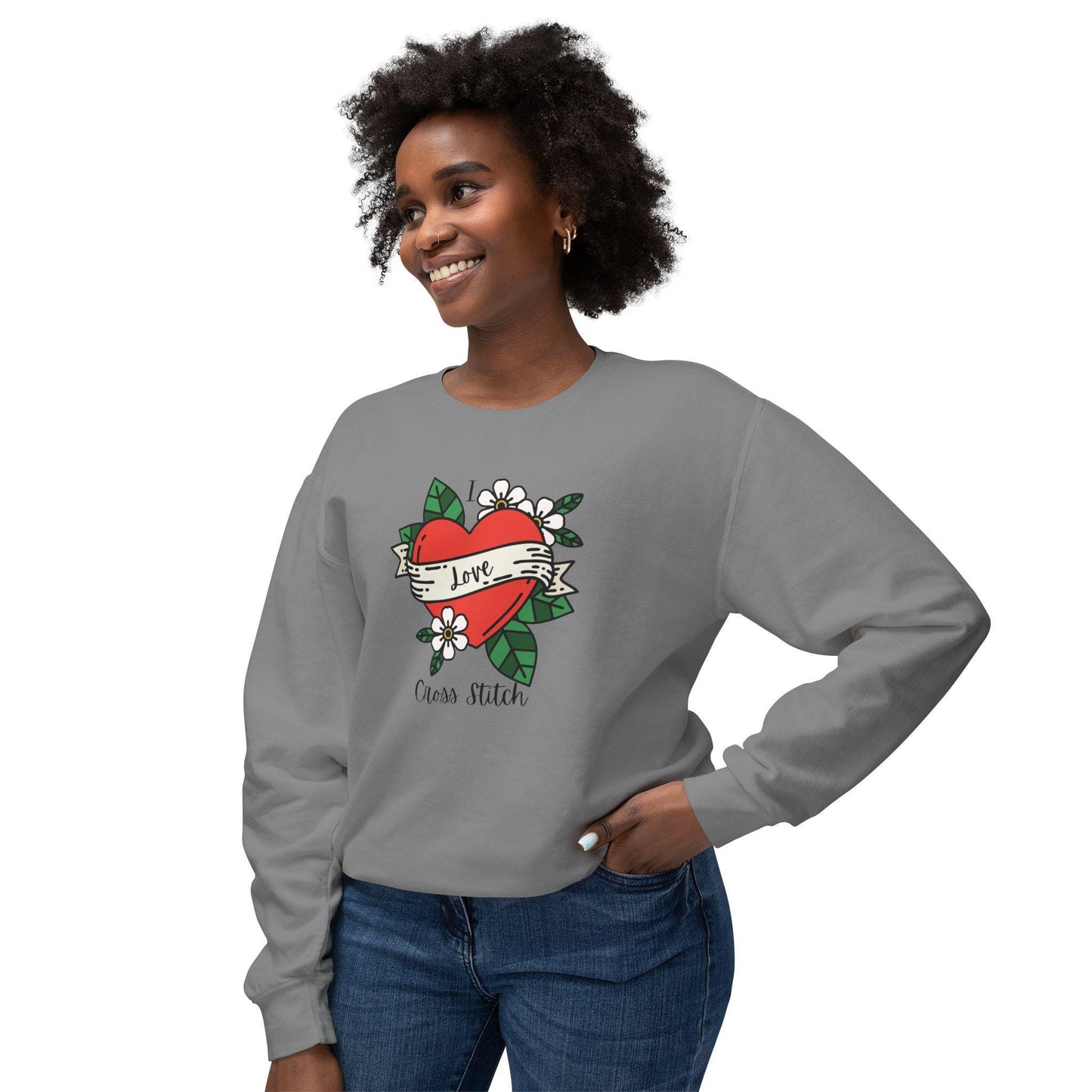 I Love Cross Stitch, Cross Stitch Apparel, Cross Stitch Sweatshirt, Crewneck Sweatshirt