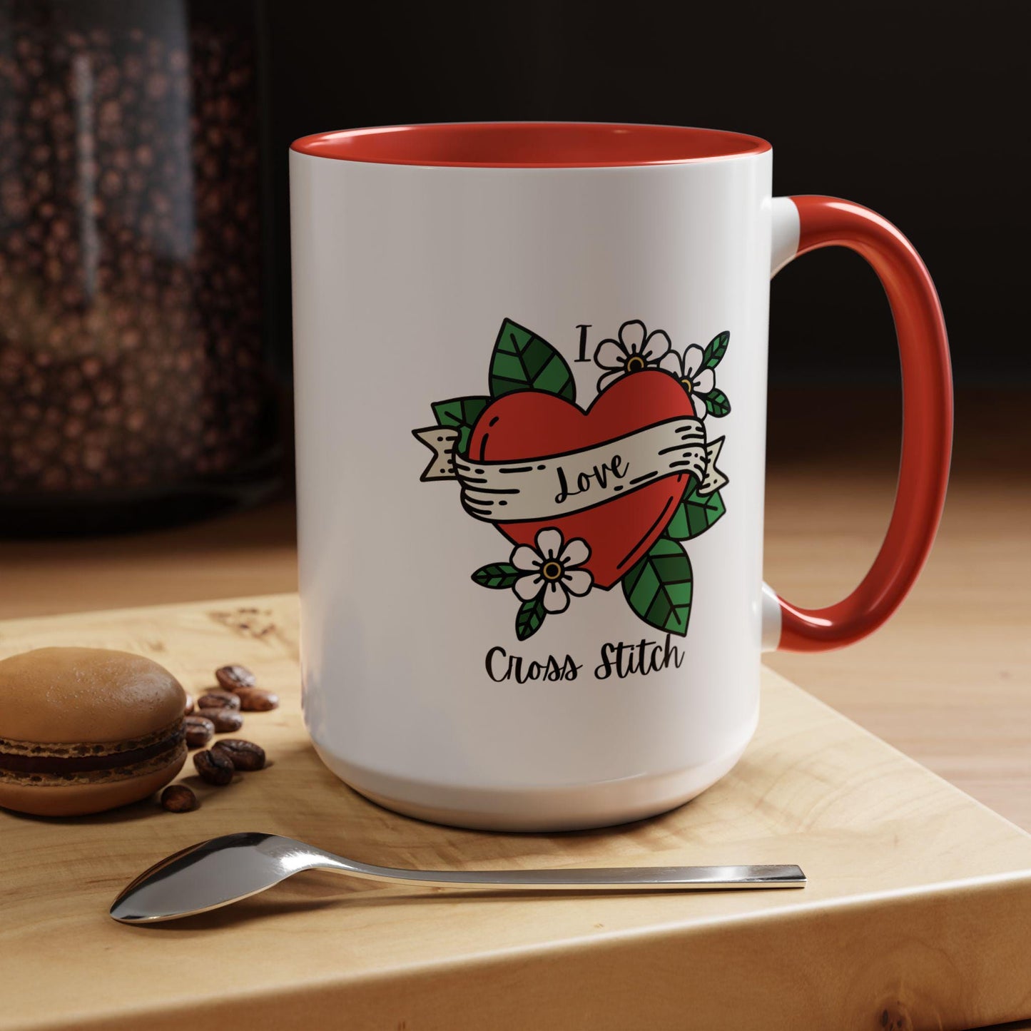 I Love Cross Stitch Coffee Mug, Stitchy Mug, Cross Stitch Mug, Love Cross Stitch, Cross Stitch Drinkware