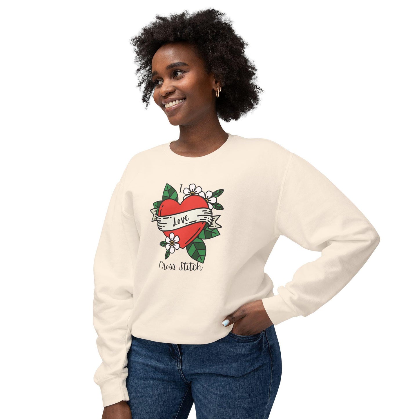 I Love Cross Stitch, Cross Stitch Apparel, Cross Stitch Sweatshirt, Crewneck Sweatshirt