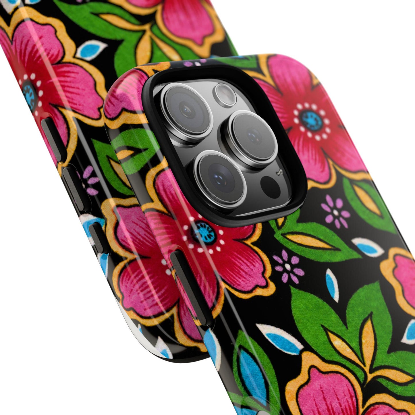 Floral Phone Case, Tough Cases with Vibrant Flower Design, Boho Style Gift, iPhone, iPhone 16 15 14 13 12 11 pro max, iPhone Accessory