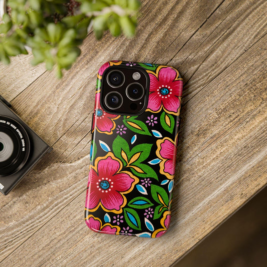Floral Phone Case, Tough Cases with Vibrant Flower Design, Boho Style Gift, iPhone, iPhone 16 15 14 13 12 11 pro max, iPhone Accessory