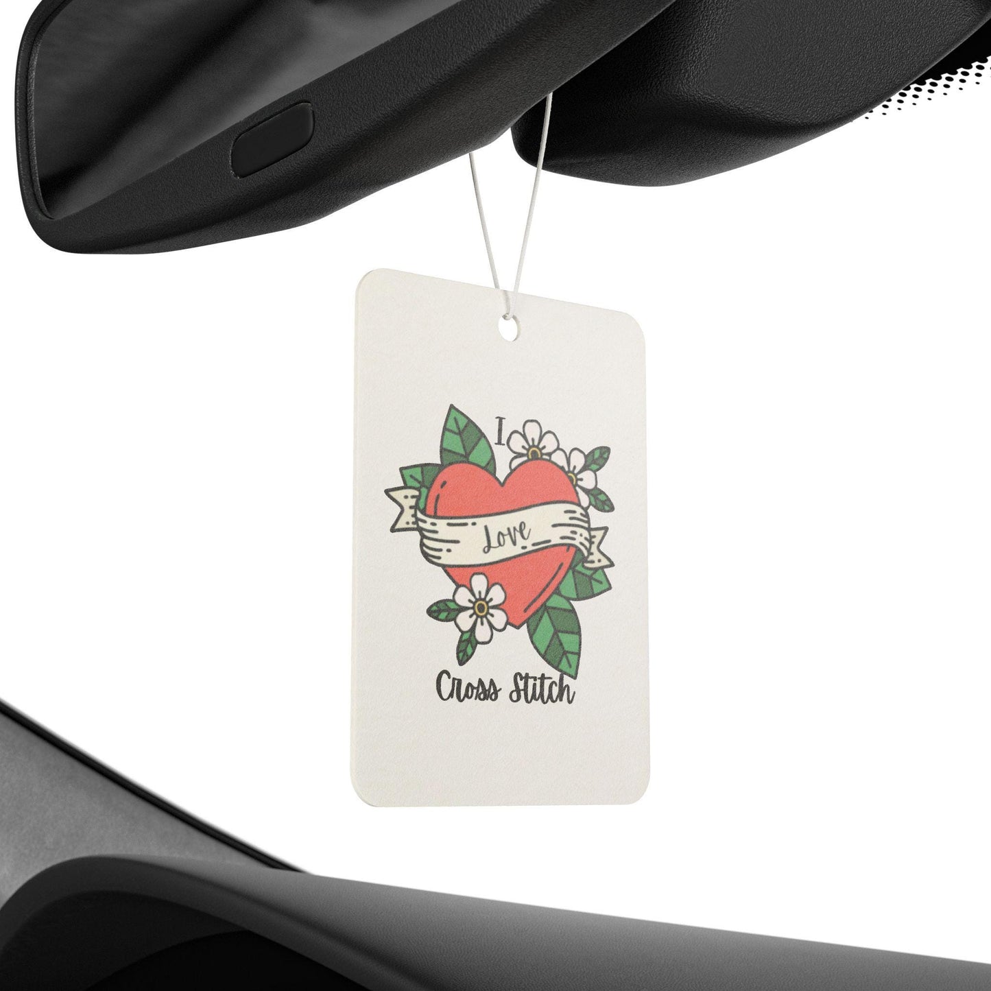 Love Cross Stitch Car Air Freshener, Floral Car Fragrance, Cute Car Decor, Gift for Love, Home and Car Accessories