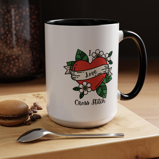 I Love Cross Stitch Coffee Mug, Stitchy Mug, Cross Stitch Mug, Love Cross Stitch, Cross Stitch Drinkware
