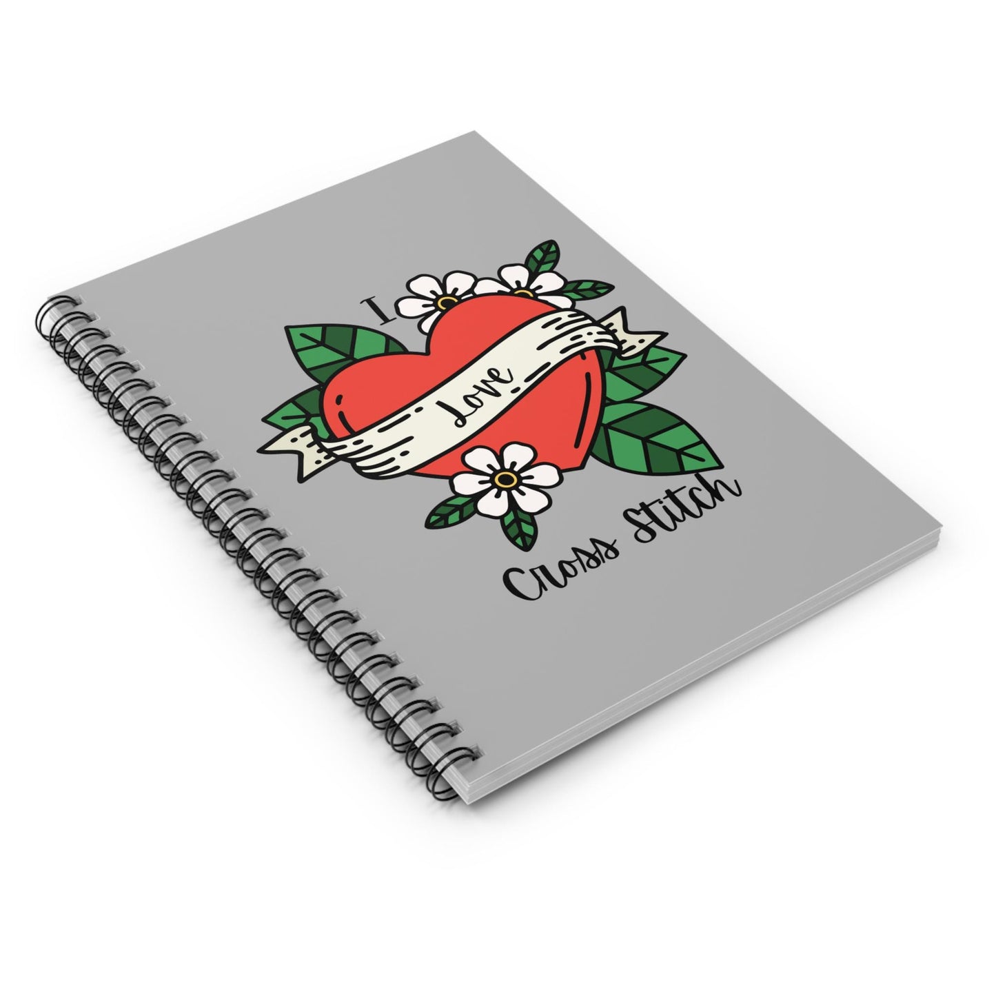 I Love Cross Stitch Notebook | Cute Spiral Journal for Craft Lovers, Art Notebook, Gift for Crafters, Creative Idea Organizer