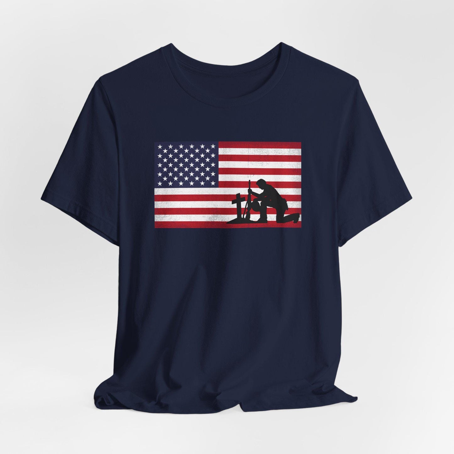 Memorial Day, Patriotic Short Sleeve Tee, Red White Blue Graphic T-Shirt, Independence Day, Veteran's Day