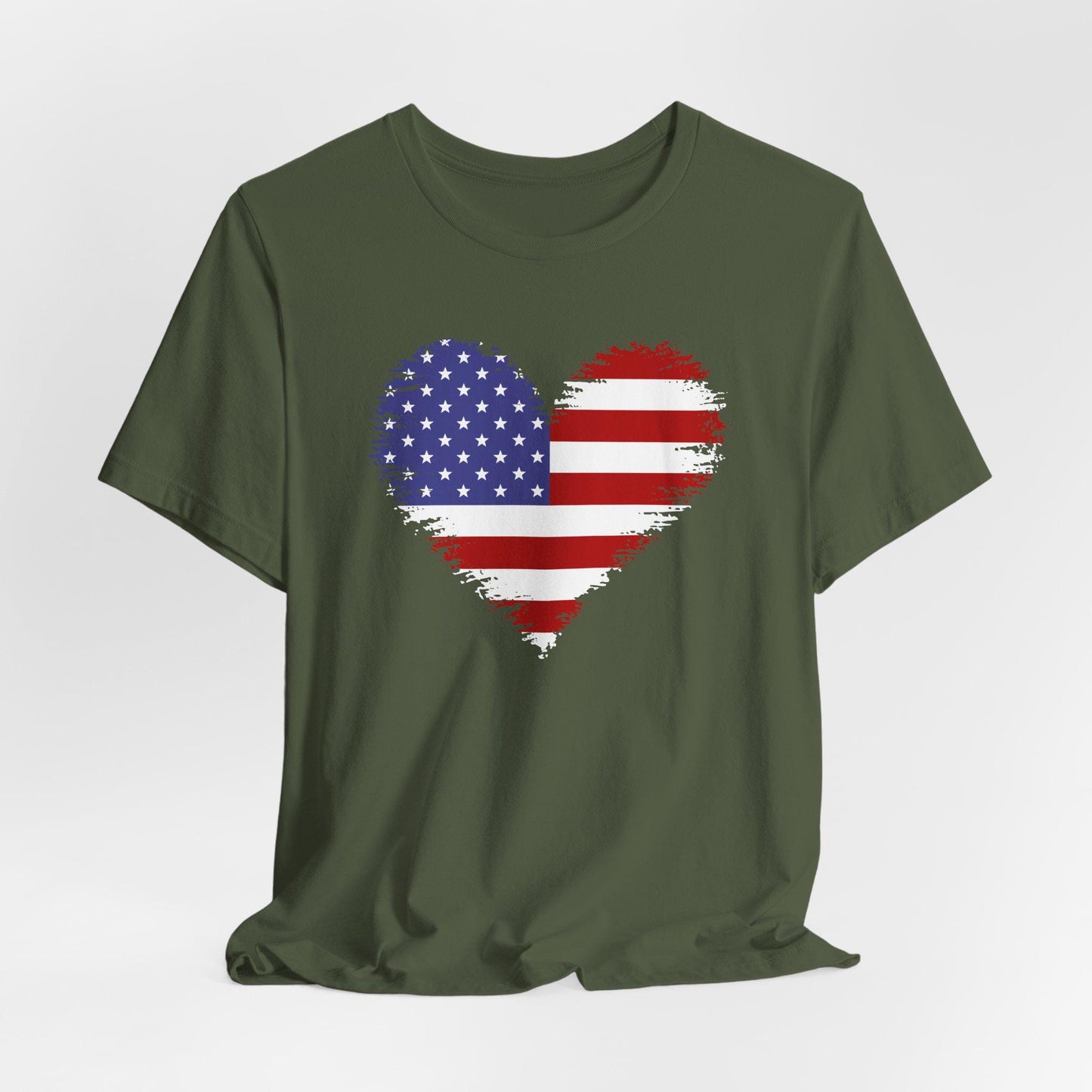Patriotic T-Shirt, Memorial Day T-Shirt, Patriotic Military Graphic Shirt, Patriotic Flag Heart, Independence Day, Veteran's Day