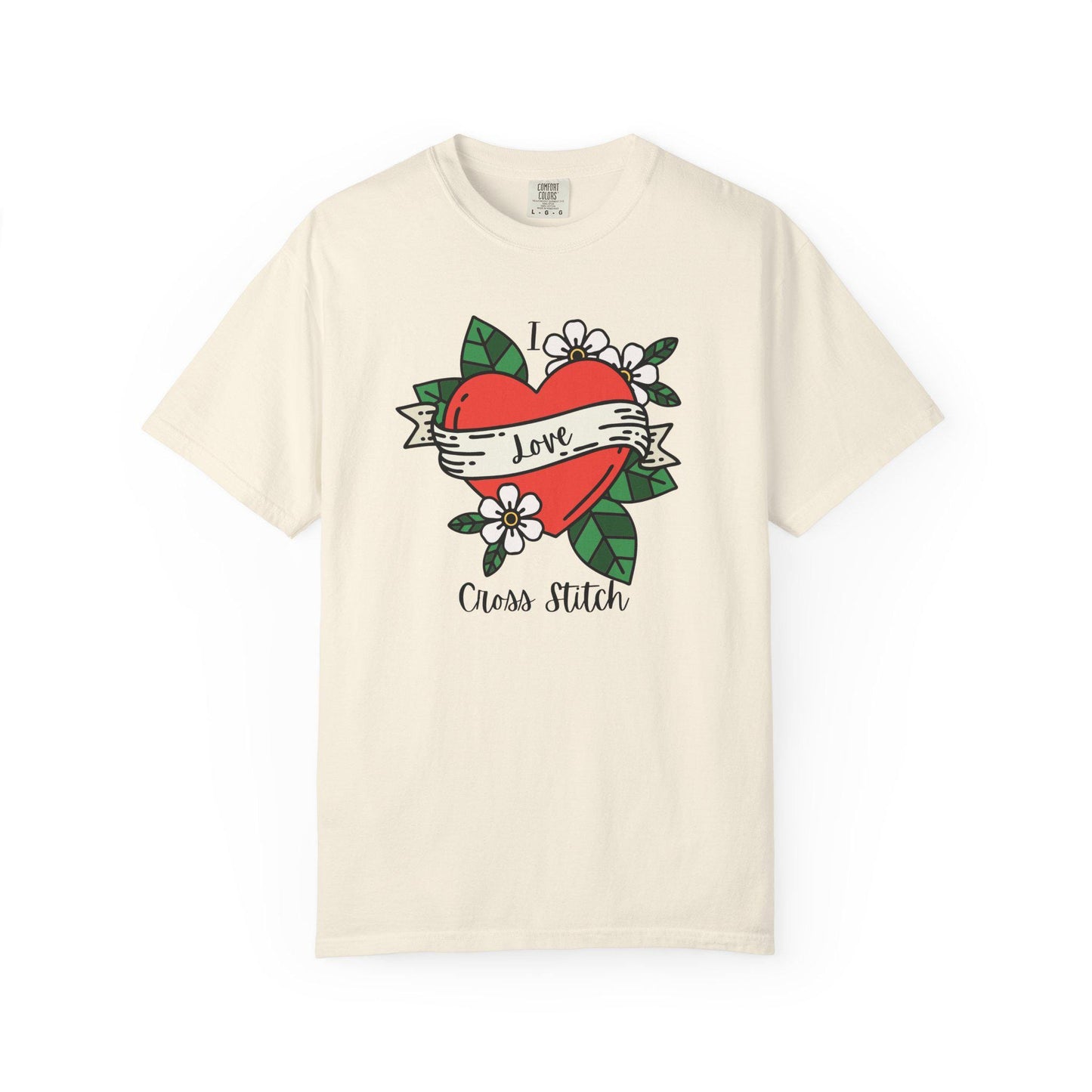 I Love Cross Stitch Unisex Garment-Dyed T-Shirt, Cross Stitch Shirt