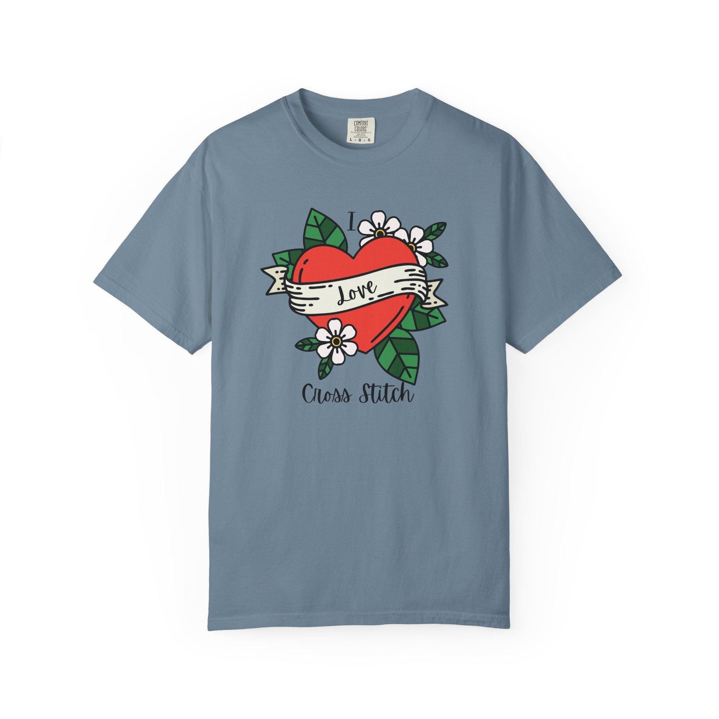 I Love Cross Stitch Unisex Garment-Dyed T-Shirt, Cross Stitch Shirt