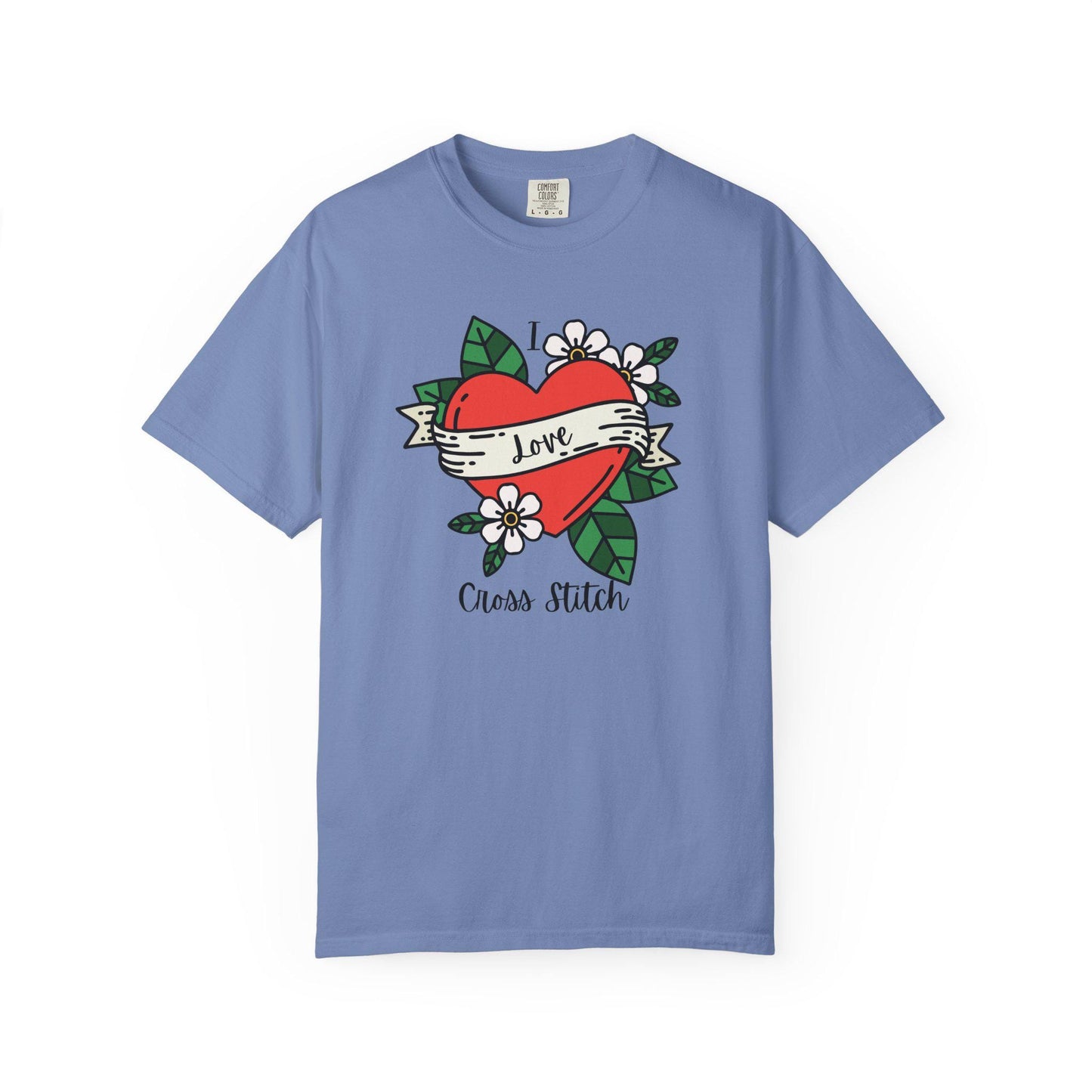 I Love Cross Stitch Unisex Garment-Dyed T-Shirt, Cross Stitch Shirt