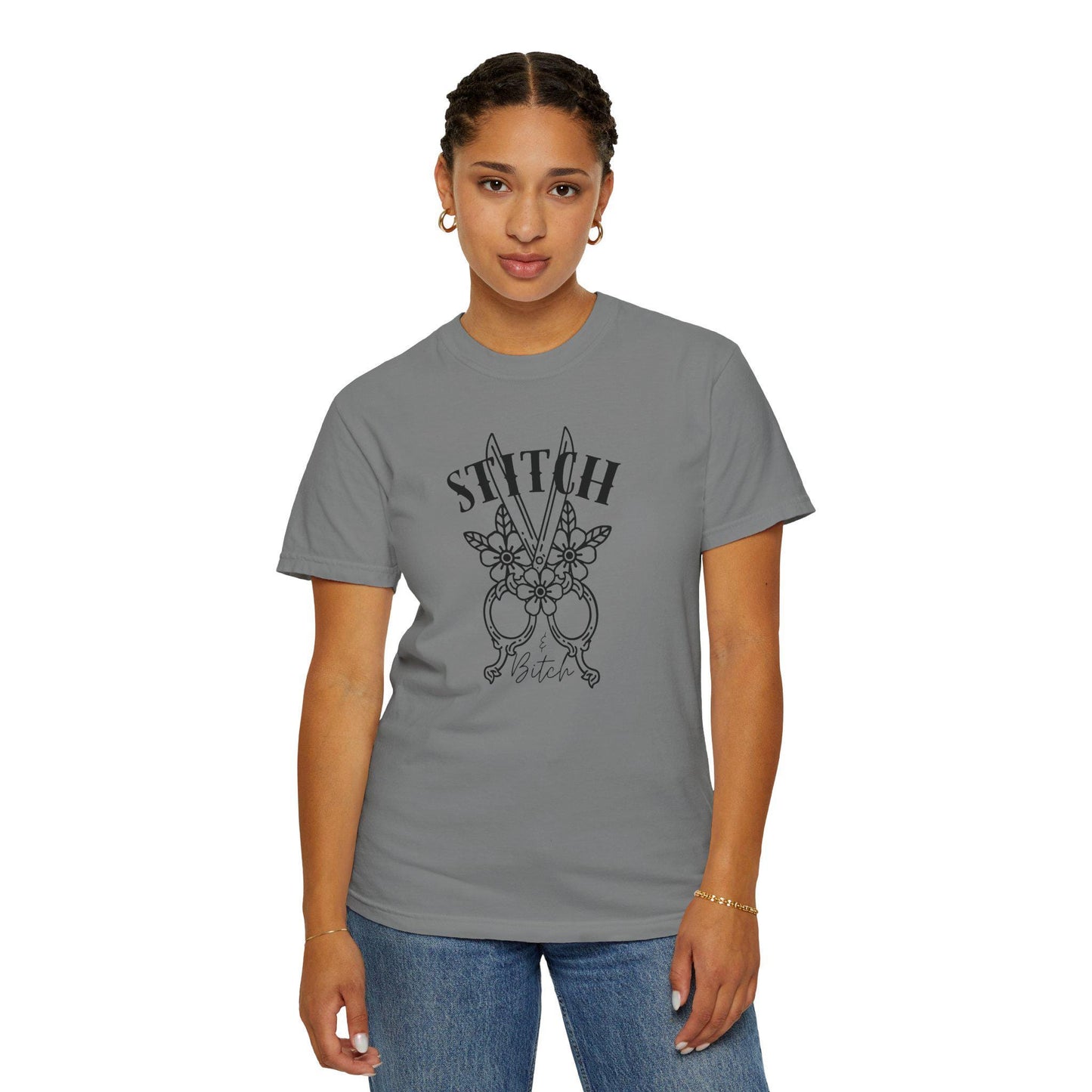 Stitch T-Shirt, Sassy Graphic Tee for Crafters, Scissors, Shears, Comfort Colors T-Shirt
