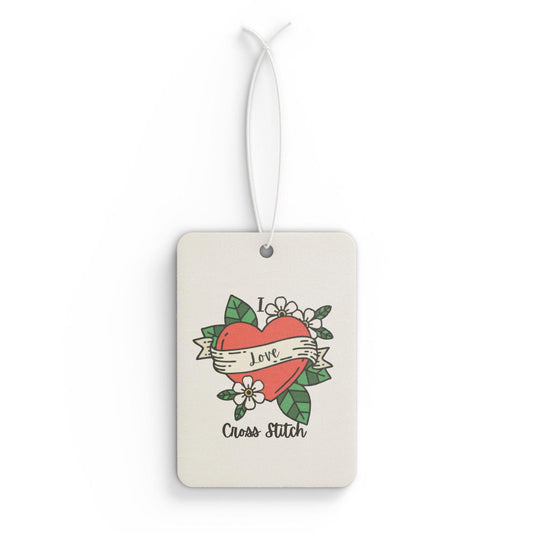 Love Cross Stitch Car Air Freshener, Floral Car Fragrance, Cute Car Decor, Gift for Love, Home and Car Accessories