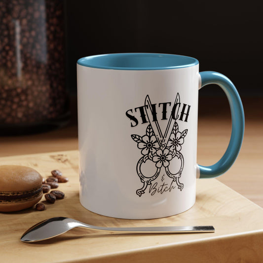 Stitch Mug, Sassy Graphic Mug for Crafters, Scissors, Shears