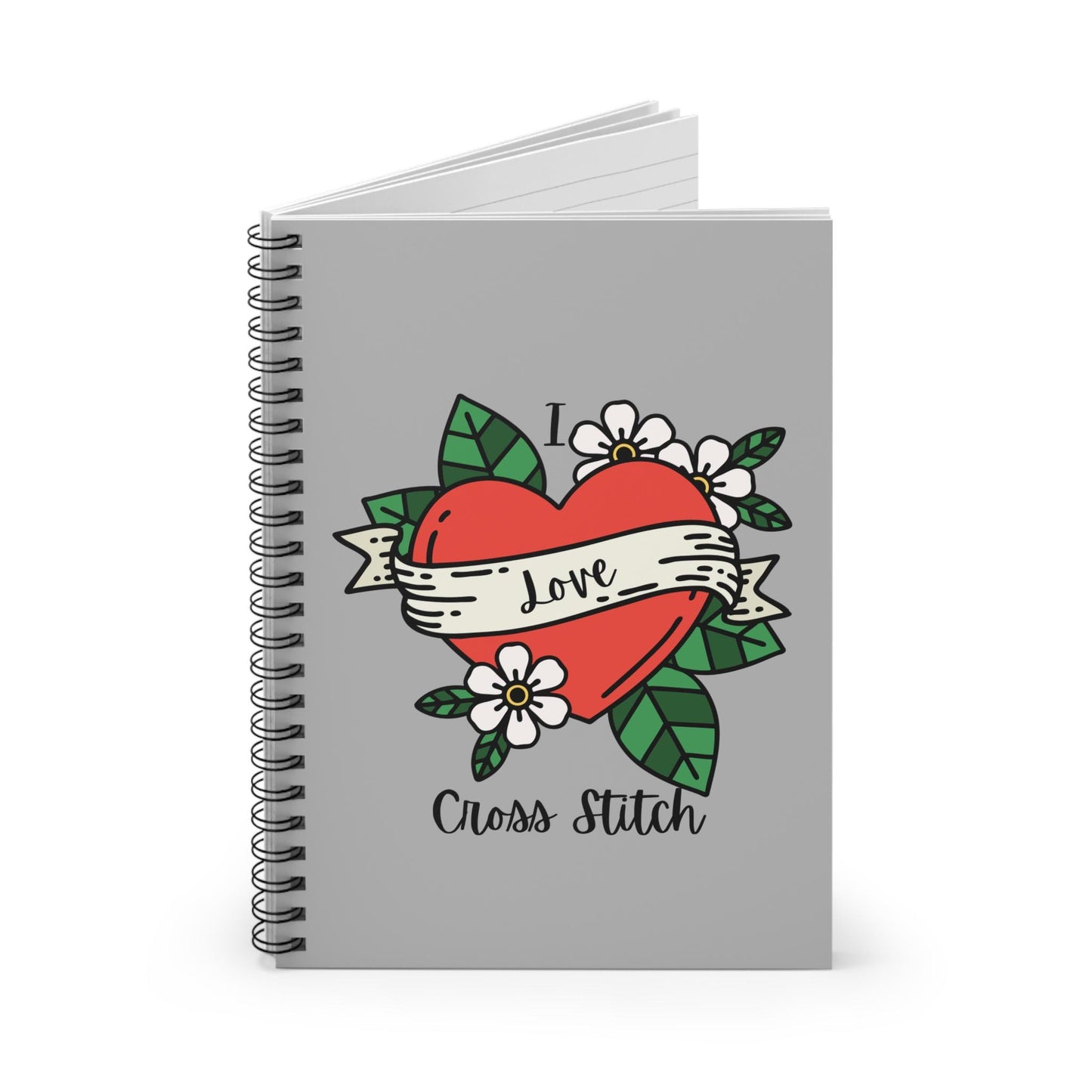 I Love Cross Stitch Notebook | Cute Spiral Journal for Craft Lovers, Art Notebook, Gift for Crafters, Creative Idea Organizer