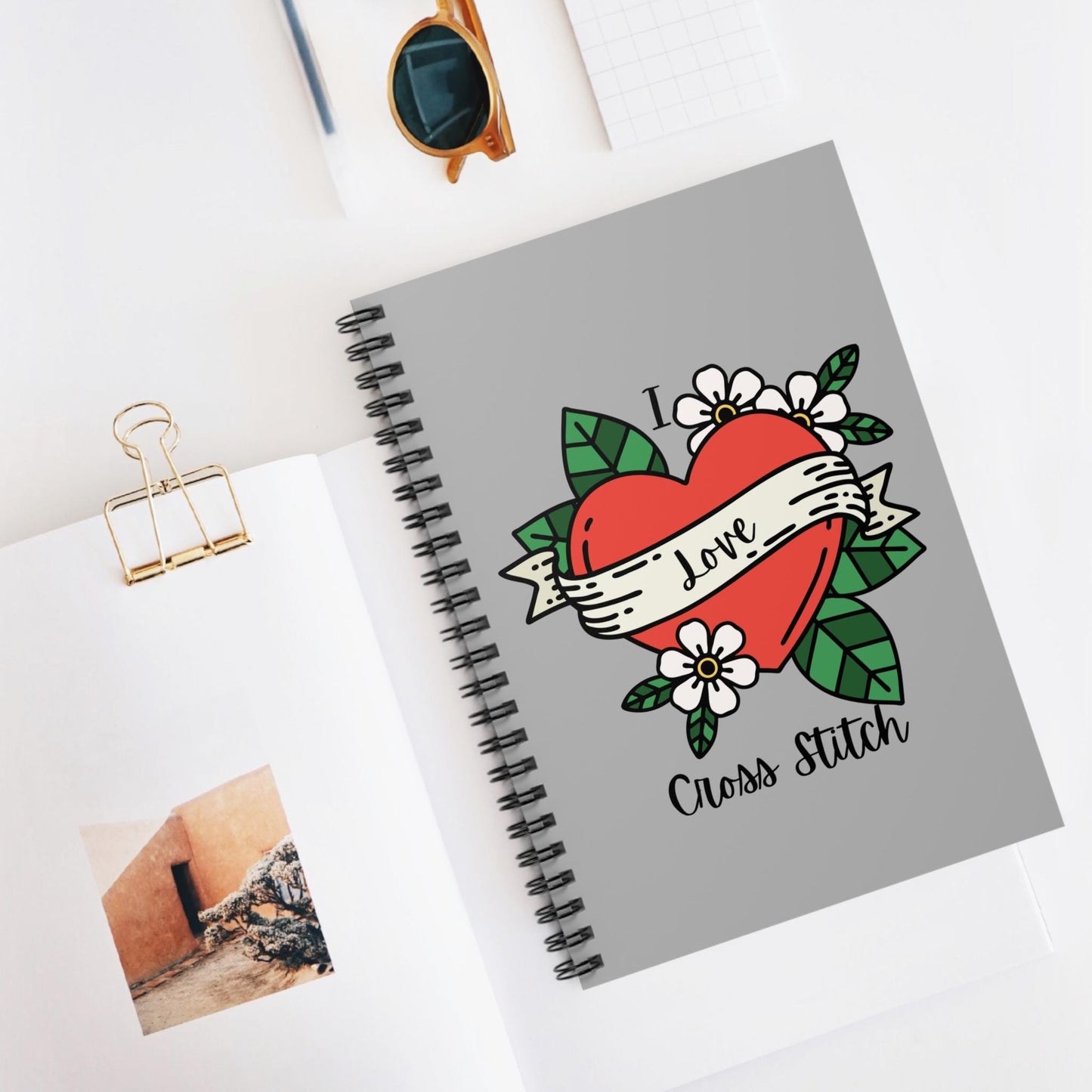 I Love Cross Stitch Notebook | Cute Spiral Journal for Craft Lovers, Art Notebook, Gift for Crafters, Creative Idea Organizer